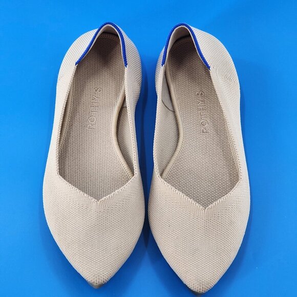ROTHY'S The Point Flat Pointed Toe Ballet Flats Washable Comfort Shoes Sand - Picture 1 of 10